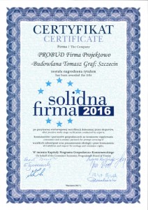 Certyfikat Solidna Firma 2016